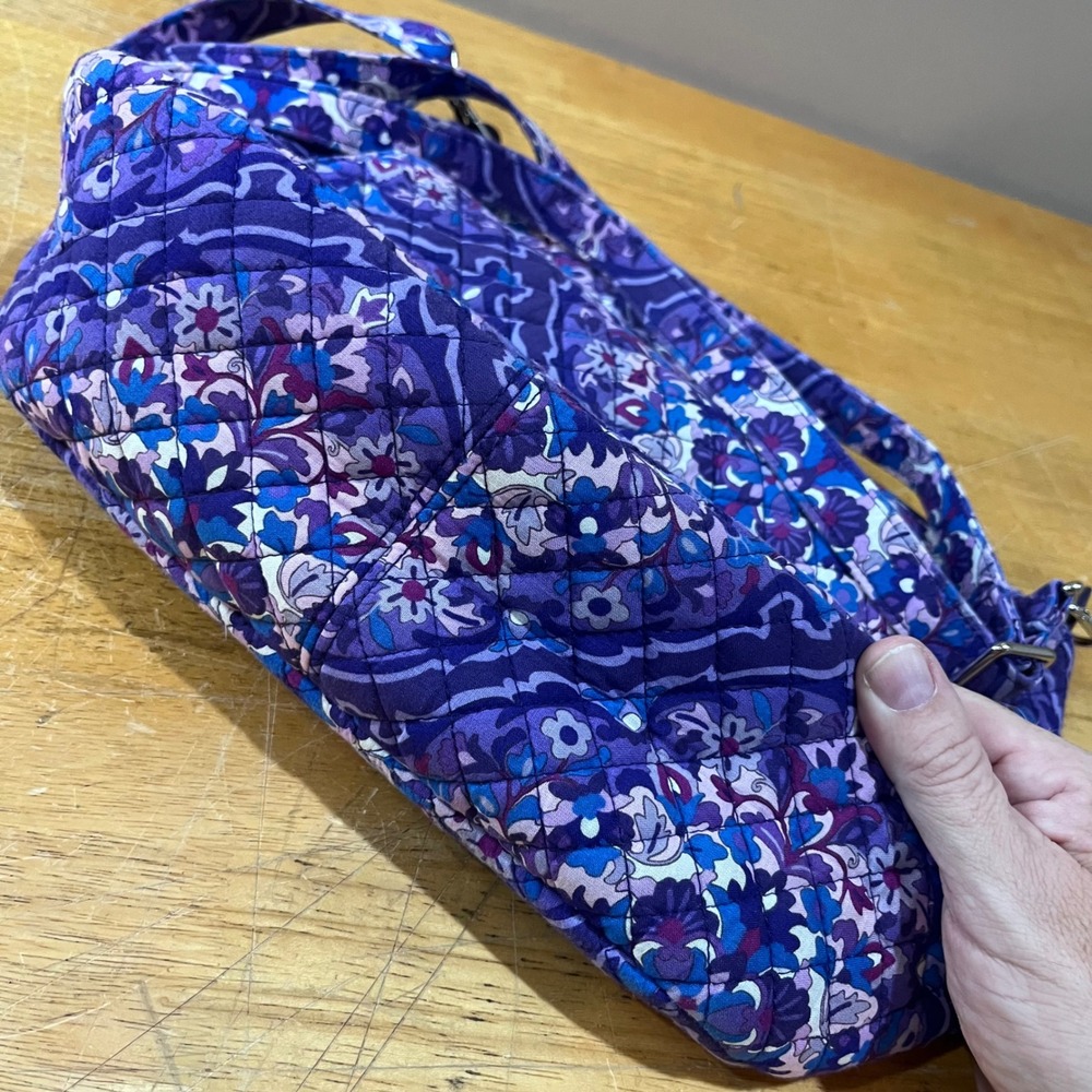 Vera Bradley Purple Floral Paisley Quilted Carson Crossbody Shoulder Bag Boho - Picture 8 of 9